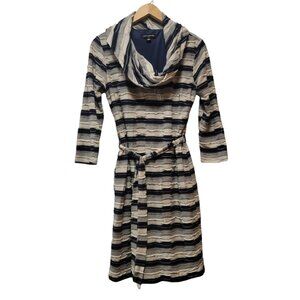 Sharagano Dress Striped‎ Belted Lined Cowl Dress Lining Size 10 EUC